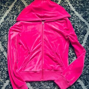 HOT PinK 🩷 velour cropped zip up hoodie